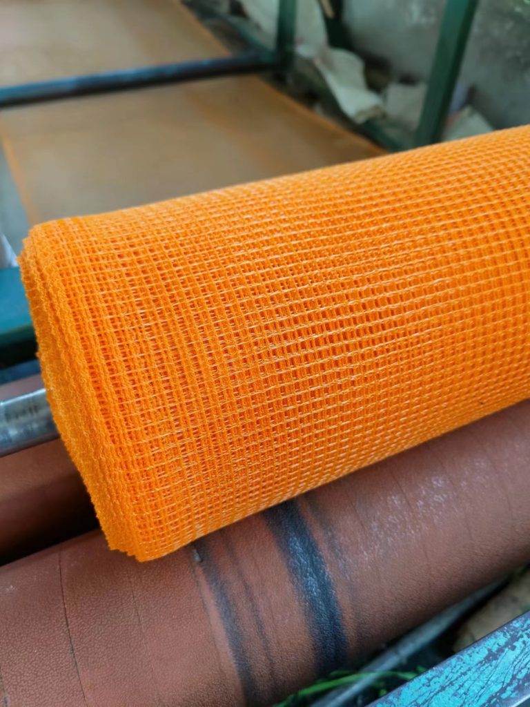 knitted hole pattern FR orange safety debris net