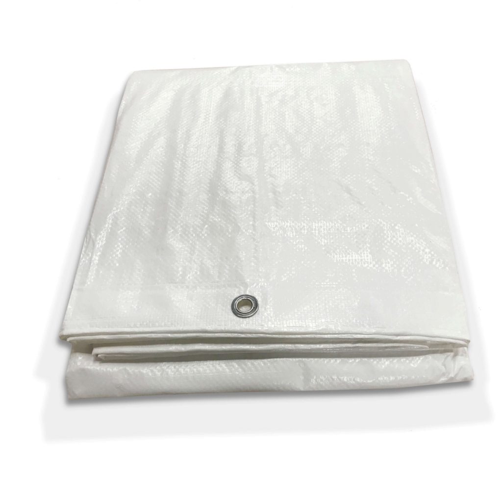 white poly tarp with rust proof grommet
