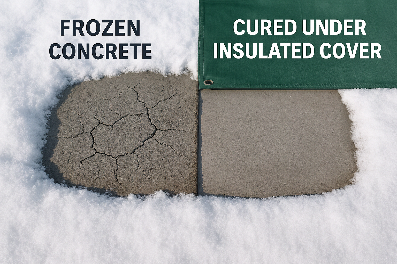 concrete with insulated tarps