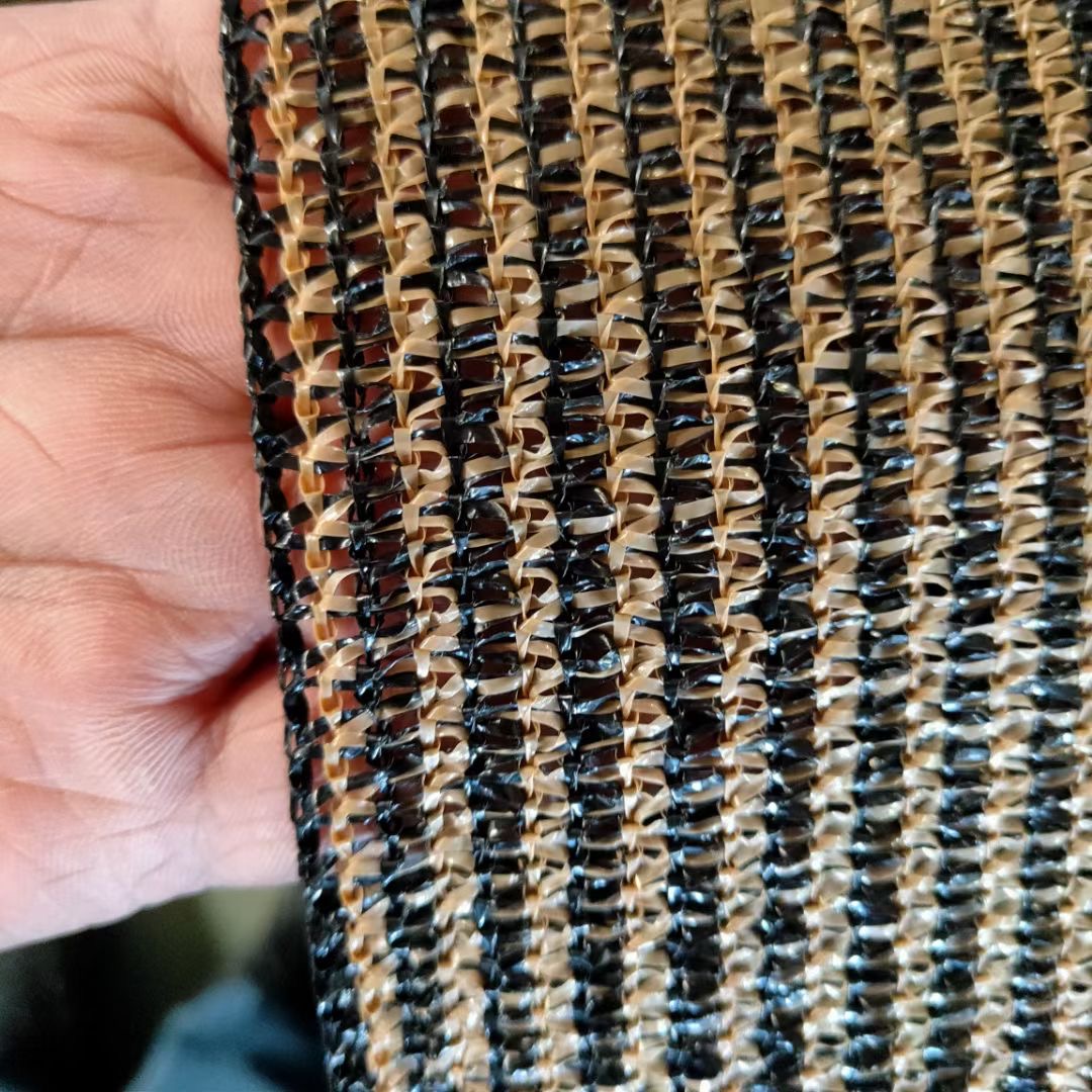 heavy duty two tone black and tan HDPE shade fabric weave for commercial use