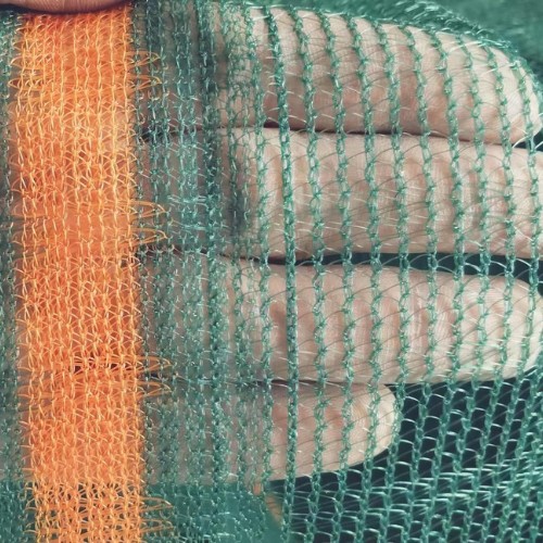 hdpe olive net mesh detail orange visibility stripe