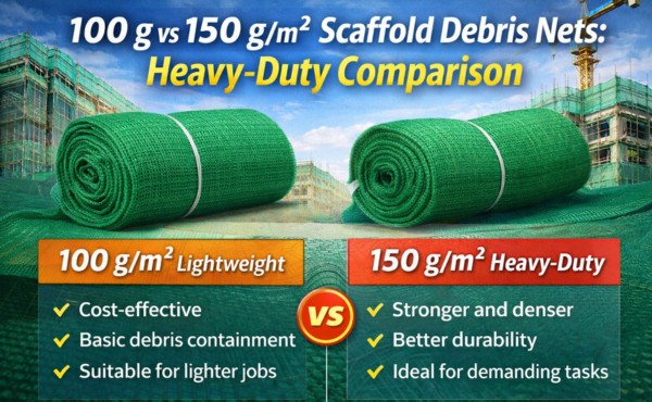 100 g vs 150 gm² Scaffold Debris Nets Heavy-Duty Comparison